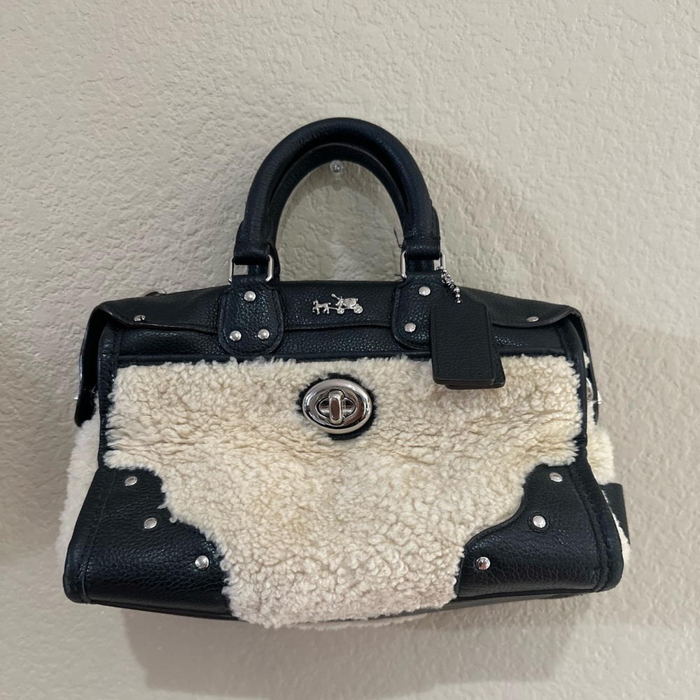 Coach shearling satchel